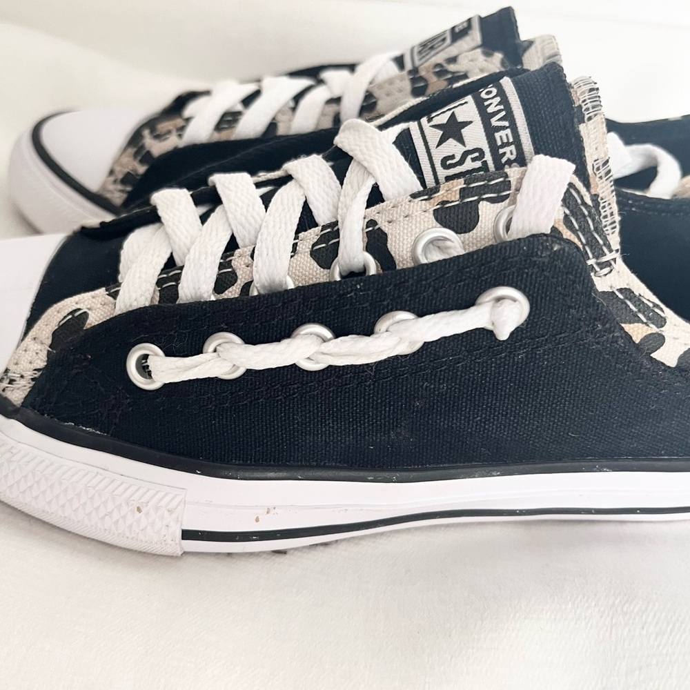 Converse Kids' double tongue Black and Cheetah Print Sneakers 2 - Picture 4 of 5